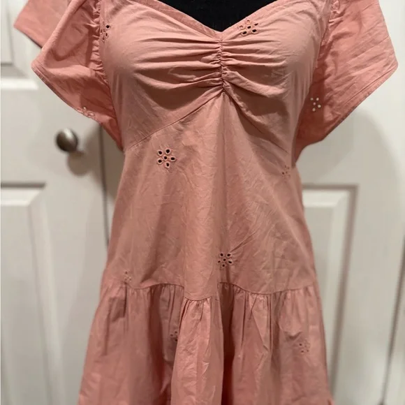 Zara Open embroidered flutter sleeve mini dress sis S - Picture 2 of 8